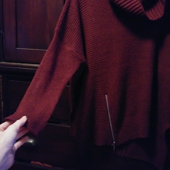 Burgandy sweater with built in scarf. - Picture 2 of 2